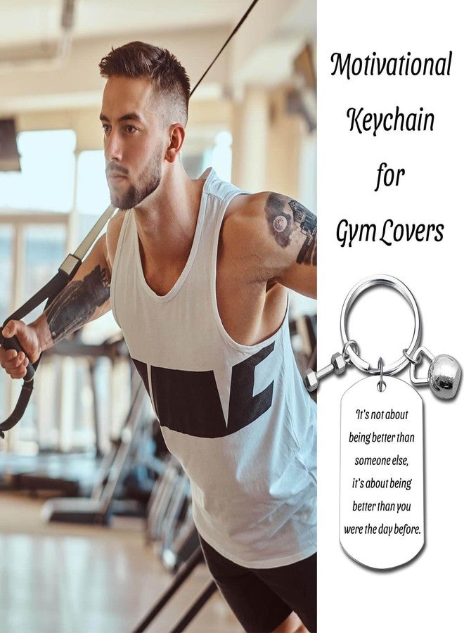 GiftYou سلسلة مفاتيح GiftYou Fitness مزينة بصورة دمبل وكيتلبيل مع اقتباسات ملهمة لمحبي الصالات الرياضية والمدربين والمدرسين (كن أفضل) - Image 2